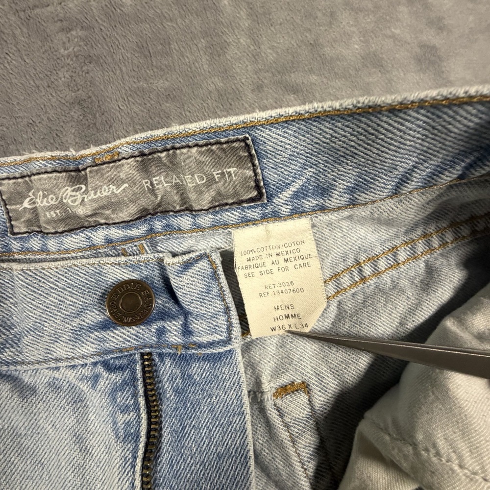 Vintage Eddie Bauer Jeans Men's 36x34 Fits 34x33 Relaxed Baggy Skate Grunge 90s - Picture 9 of 16